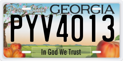 GA license plate PYV4013