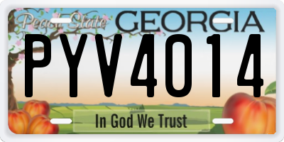 GA license plate PYV4014