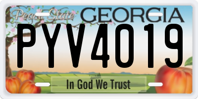 GA license plate PYV4019