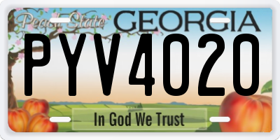 GA license plate PYV4020