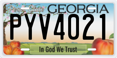 GA license plate PYV4021