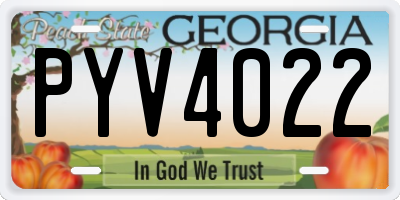 GA license plate PYV4022