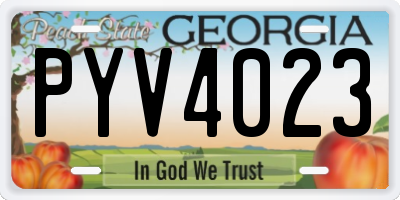 GA license plate PYV4023