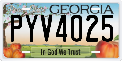 GA license plate PYV4025