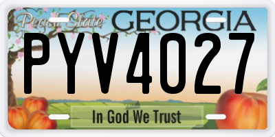 GA license plate PYV4027