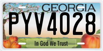 GA license plate PYV4028