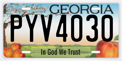 GA license plate PYV4030