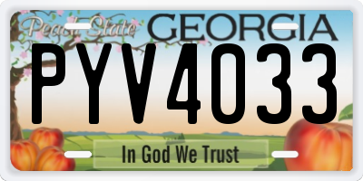 GA license plate PYV4033