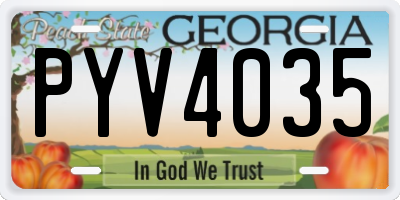 GA license plate PYV4035