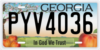 GA license plate PYV4036
