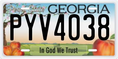 GA license plate PYV4038