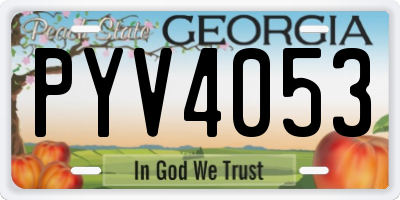 GA license plate PYV4053