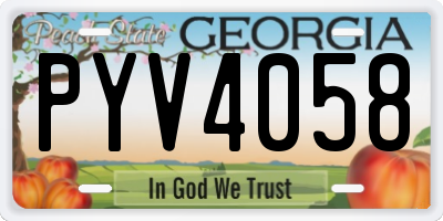 GA license plate PYV4058