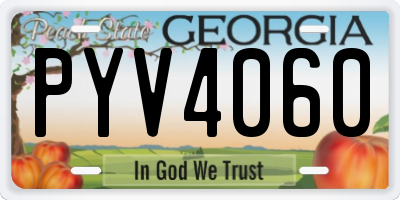 GA license plate PYV4060