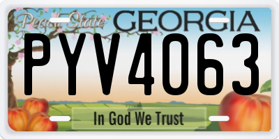 GA license plate PYV4063
