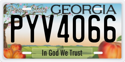 GA license plate PYV4066
