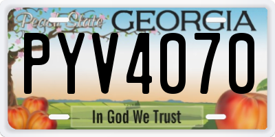 GA license plate PYV4070