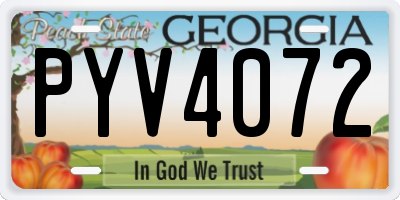 GA license plate PYV4072