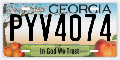 GA license plate PYV4074
