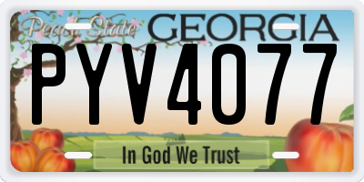 GA license plate PYV4077