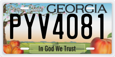 GA license plate PYV4081