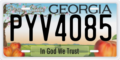 GA license plate PYV4085