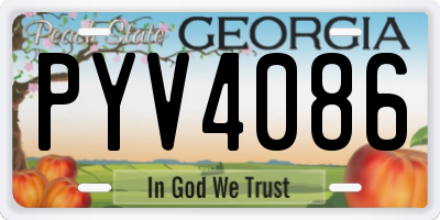 GA license plate PYV4086