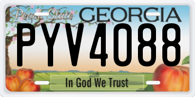 GA license plate PYV4088