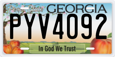GA license plate PYV4092