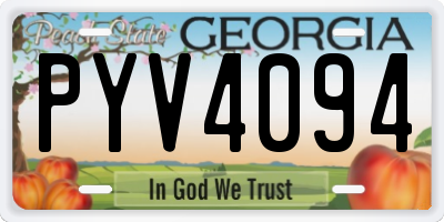 GA license plate PYV4094