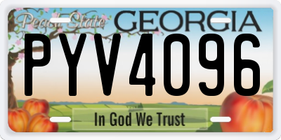 GA license plate PYV4096