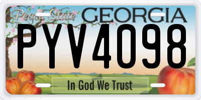 GA license plate PYV4098