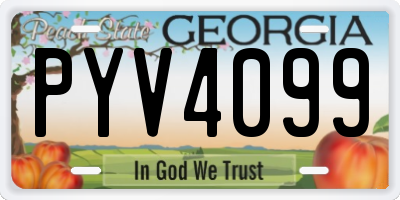 GA license plate PYV4099