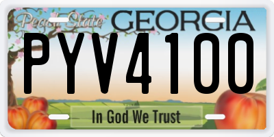 GA license plate PYV4100