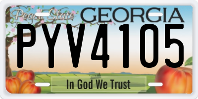 GA license plate PYV4105