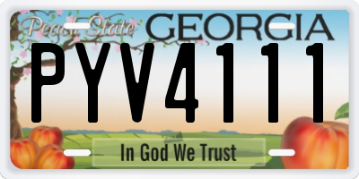 GA license plate PYV4111