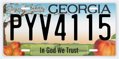 GA license plate PYV4115