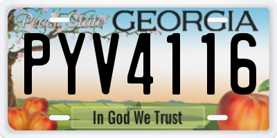 GA license plate PYV4116