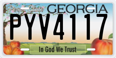 GA license plate PYV4117