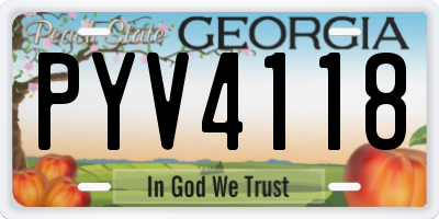 GA license plate PYV4118