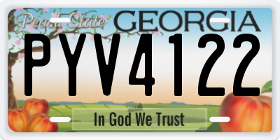 GA license plate PYV4122
