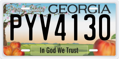 GA license plate PYV4130