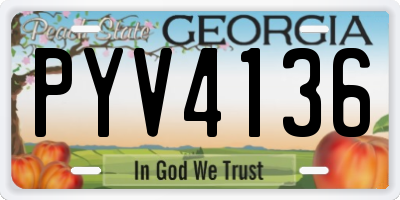 GA license plate PYV4136