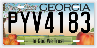 GA license plate PYV4183