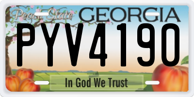 GA license plate PYV4190