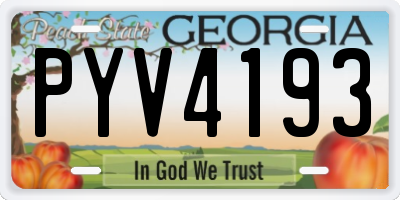 GA license plate PYV4193