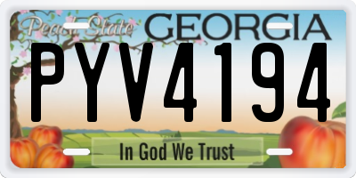GA license plate PYV4194