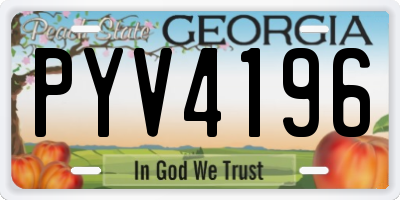GA license plate PYV4196