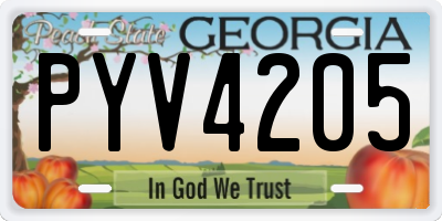GA license plate PYV4205