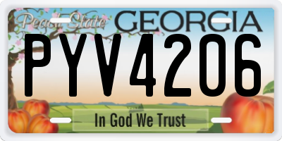 GA license plate PYV4206